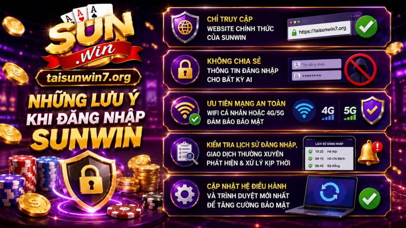 Những lưu ý quan trọng không thể bỏ lỡ khi đăng nhập Sunwin